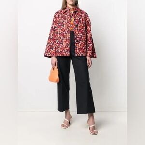 Marni Womens Floral Print Shirt Jacket Raglan Sleeves Flared‎ Sz 42 Fits M-XL